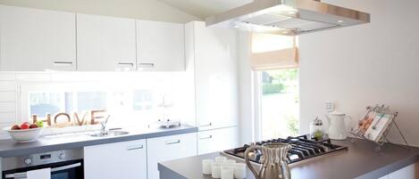 Fridge, microwave, stovetop, dishwasher