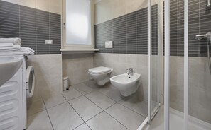 Regadera, secadora de cabello, bidet, toallas