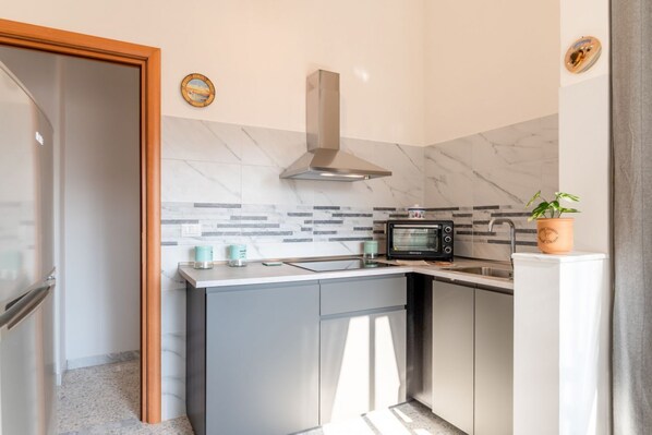Fridge, oven, stovetop