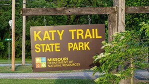 A sign for Katy Trail State Park, Missouri Department of Natural Resources.