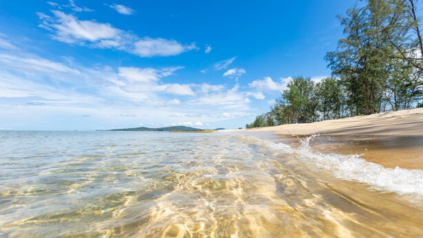 A beach with clear water, sandy shore, and trees in the background. - Coco Garden Resort Phu Quoc (Phu Quoc)