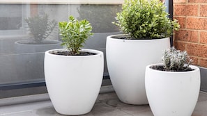 Three potted plants on a balcony. - Kooringa 4 - 2BR Apartment l Lake Views l Central Location l BBQ l WiFi l Air-Con (Jindabyne)