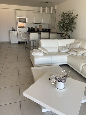 Smart TV, DVD player - Standing apartment: sublime sea and mountain views, private parking, 5mn from the beach (Calvi)