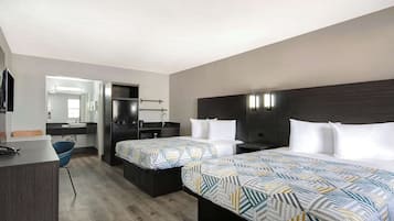 Desk, laptop workspace, blackout drapes, free WiFi