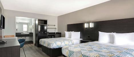 Desk, laptop workspace, blackout drapes, free WiFi