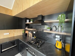 Fridge, microwave, dishwasher, toaster