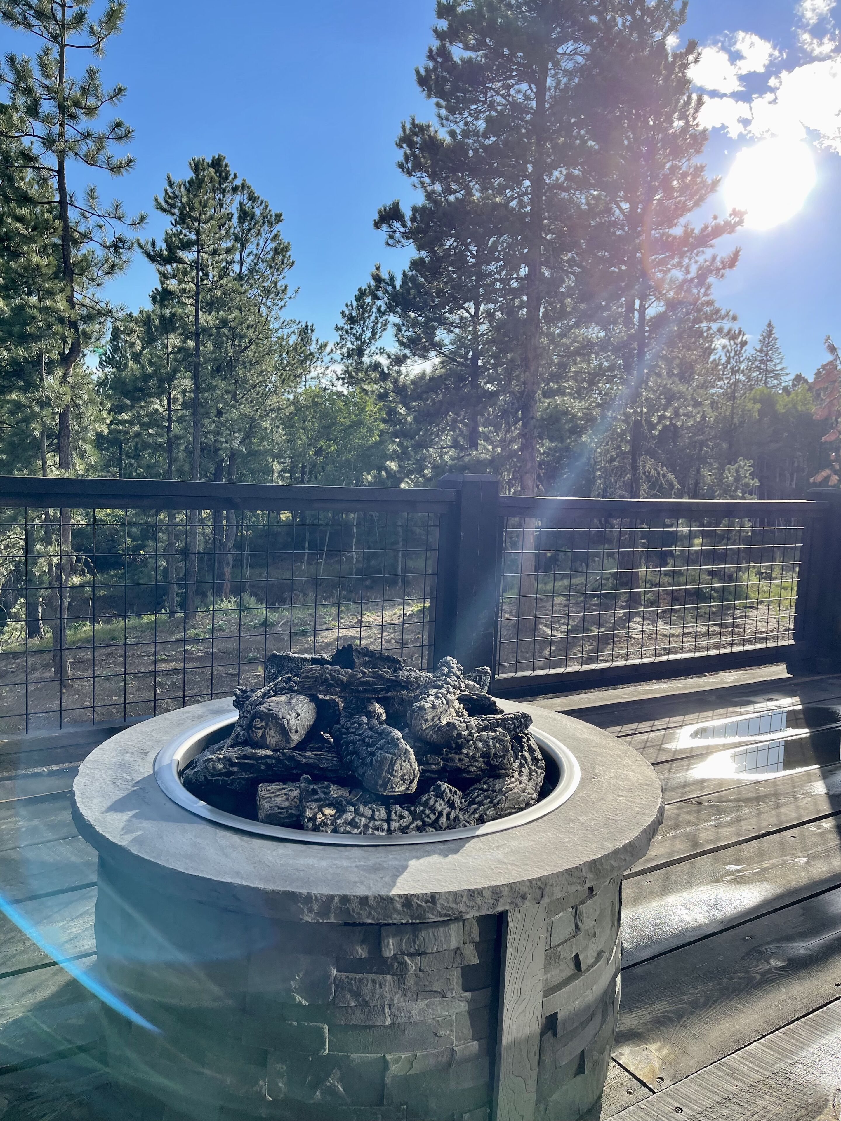 Fire pit off of the living room