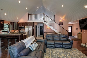 Smart TV, fireplace, video games, table football