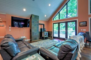 Smart TV, fireplace, video games, table football