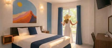 Quarto executivo, vista para a cidade | Cortinas blackout, Wi-Fi de cortesia, roupa de cama