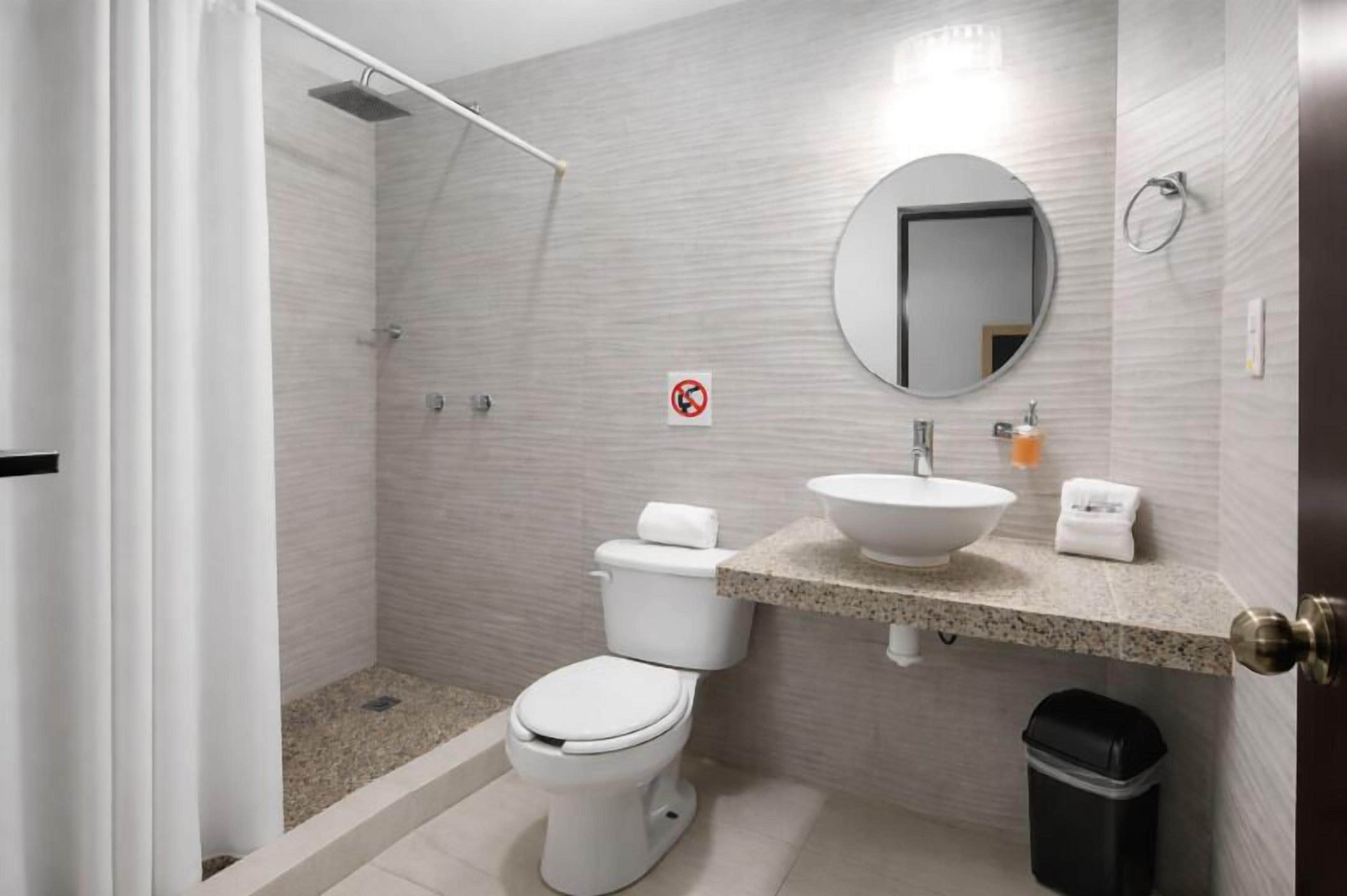 Shower, towels, soap, shampoo