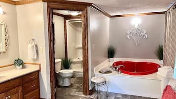 Shower, jetted tub, hair dryer, towels