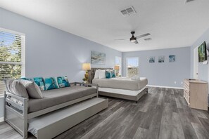 5 bedrooms, iron/ironing board, travel cot, WiFi