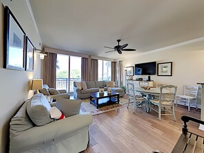 Condo, Multiple Beds, Balcony | Living area | TV, MP3 dock