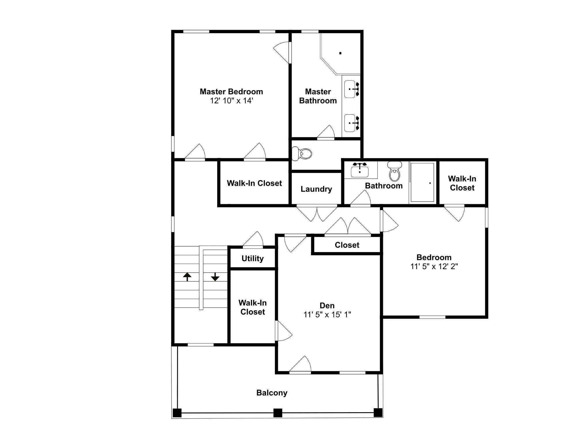 Plano de planta de un hotel que muestra una habitación principal, baño principal, vestidor, lavandería, baño, cuarto de servicio, armario, sala de estar y balcón.