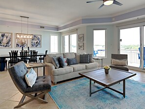 Condo, Multiple Beds, Balcony, Ocean View | Living area | TV