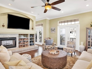 House, Multiple Beds, Balcony, Garden View | Living area | TV