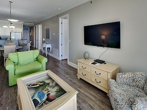 Condo, Multiple Beds, Balcony, Ocean View | Living area | TV - Island Royale Penthouse #405 by Southern Vacation Rentals (Gulf Shores)