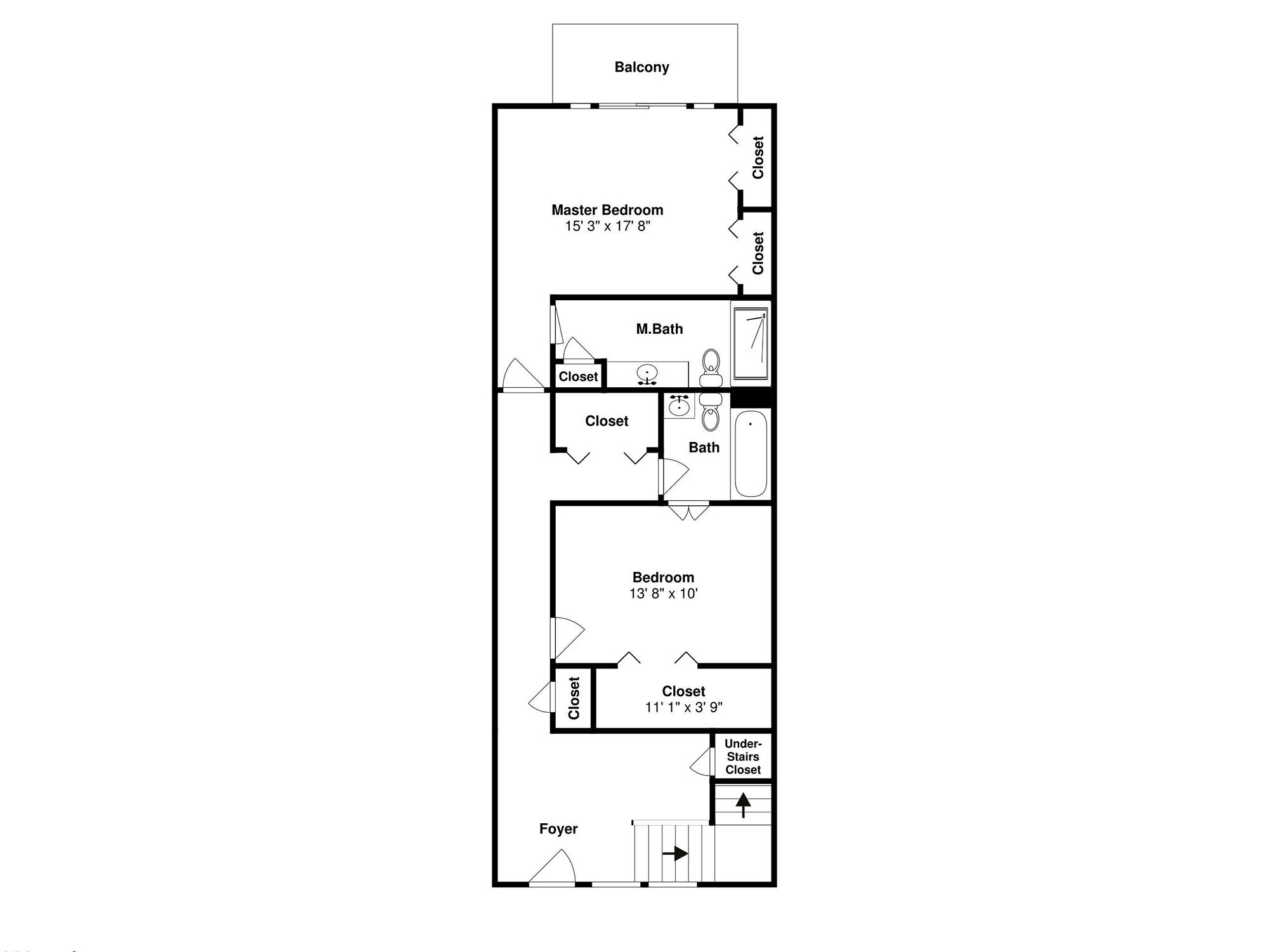 Plan d’étage d’une chambre d’hôtel comprenant un balcon, une chambre principale, une salle de bain attenante, une chambre standard, un dressing attenant et un hall d’entrée.