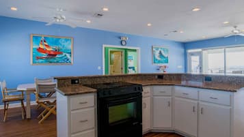 Studio, Multiple Beds, Balcony, Ocean View | Private kitchen | Fridge, microwave, oven, stovetop