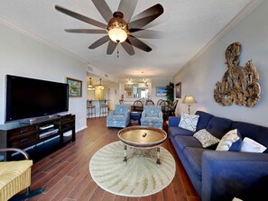 Condo, Multiple Beds, Balcony, Ocean View | Living area