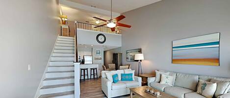 Condo, Multiple Beds, Balcony, Ocean View | Living area | TV