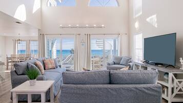 Luxury House, Multiple Beds, Kitchen, Ocean View | Living area | 50-inch flat-screen TV with cable channels