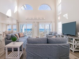 Luxury House, Multiple Beds, Kitchen, Ocean View | Living area | 50-inch flat-screen TV with cable channels