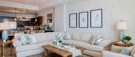 Condo, Multiple Beds, Balcony, Ocean View | Living area | TV