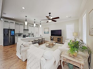 House, Multiple Beds, Balcony | Living area | TV