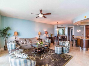 Condo, Multiple Beds, Balcony | Living area | TV - Bella Luna #404 by Southern Vacation Rentals (Orange Beach)
