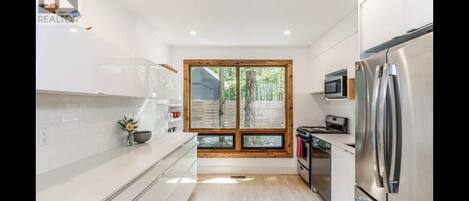 Kühlschrank, Mikrowelle, Ofen, Herdplatte