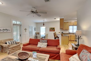 House, Multiple Beds, Balcony, Garden View | Living area | 40-inch TV with digital channels
