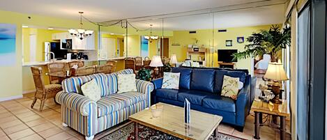 Apartment, Mehrere Betten, Balkon, Meerblick (0 - No Pets Allowed) | Wohnzimmer