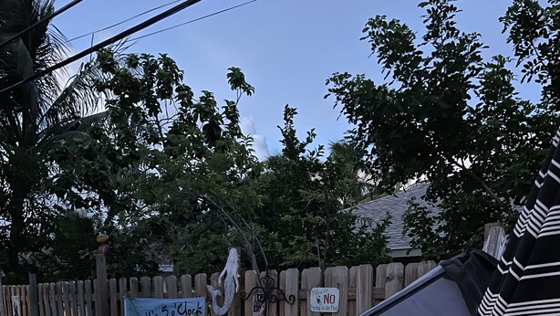 A hot tub with a wooden deck, a wooden fence, and a sign that says "Please No Peeing in the Pool".