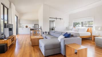 Standard Cabin | Living area | Smart TV, fireplace, DVD player