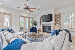 Smart TV, fireplace, music library - VILLA ST MARIE: Amazing Water Views ~ Brand NEW Pool! ~  5 Master Suites ~ 1 Row from Private Beach (Destin)