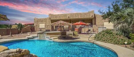 Piscine extérieure, piscine chauffée