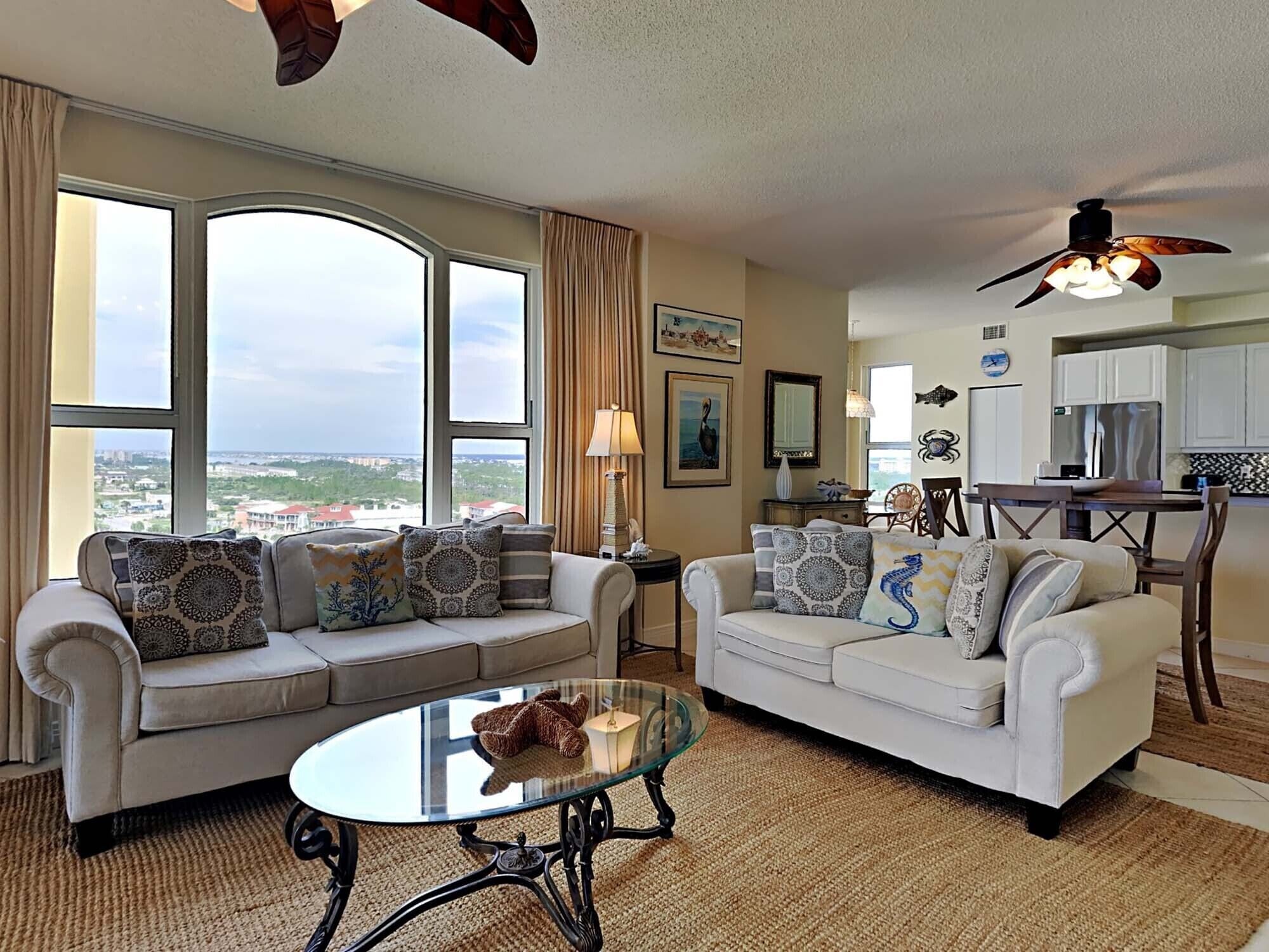 Condo, Multiple Beds, Balcony, Ocean View (#12D - No Pets) | Living area | TV