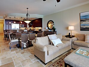 Condo (#503 - No Pets) | Living area | Flat-screen TV, MP3 dock