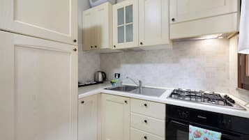 Fridge, oven, stovetop, electric kettle