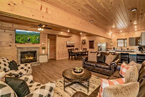 Televisión, chimenea, videojuegos