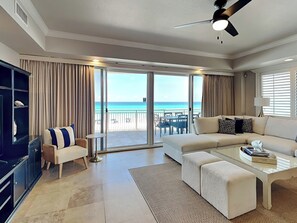 Condo, Multiple Beds, Balcony, Ocean View (#105 - No Pets) | Living area | TV, MP3 dock