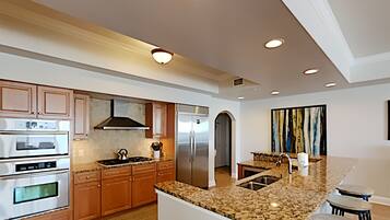 Condo, Multiple Beds, Balcony, Ocean View (#105 - No Pets) | Private kitchen | Fridge, microwave, oven, stovetop