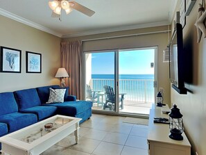 Condo, Multiple Beds, Balcony, Ocean View (#602 - No Pets) | Living area | 42-inch flat-screen TV with digital channels - Crystal Shores by Southern Vacation Rentals (Gulf Shores)