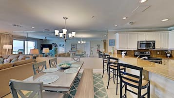Condo, Multiple Beds, Balcony, Ocean View (#404 - No Pets) | Private kitchen | Fridge, microwave, oven, stovetop