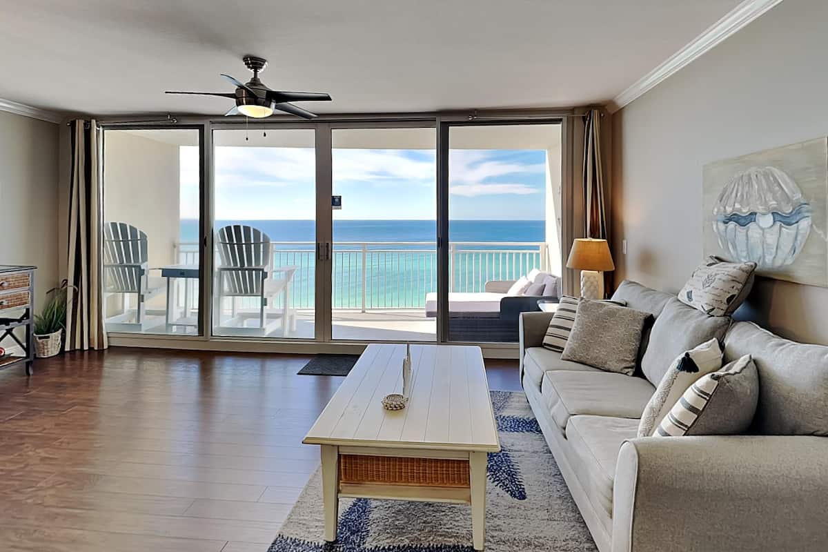 Condo, Multiple Beds, Balcony, Ocean View (#1028 - No Pets Allowed) | Living area | TV