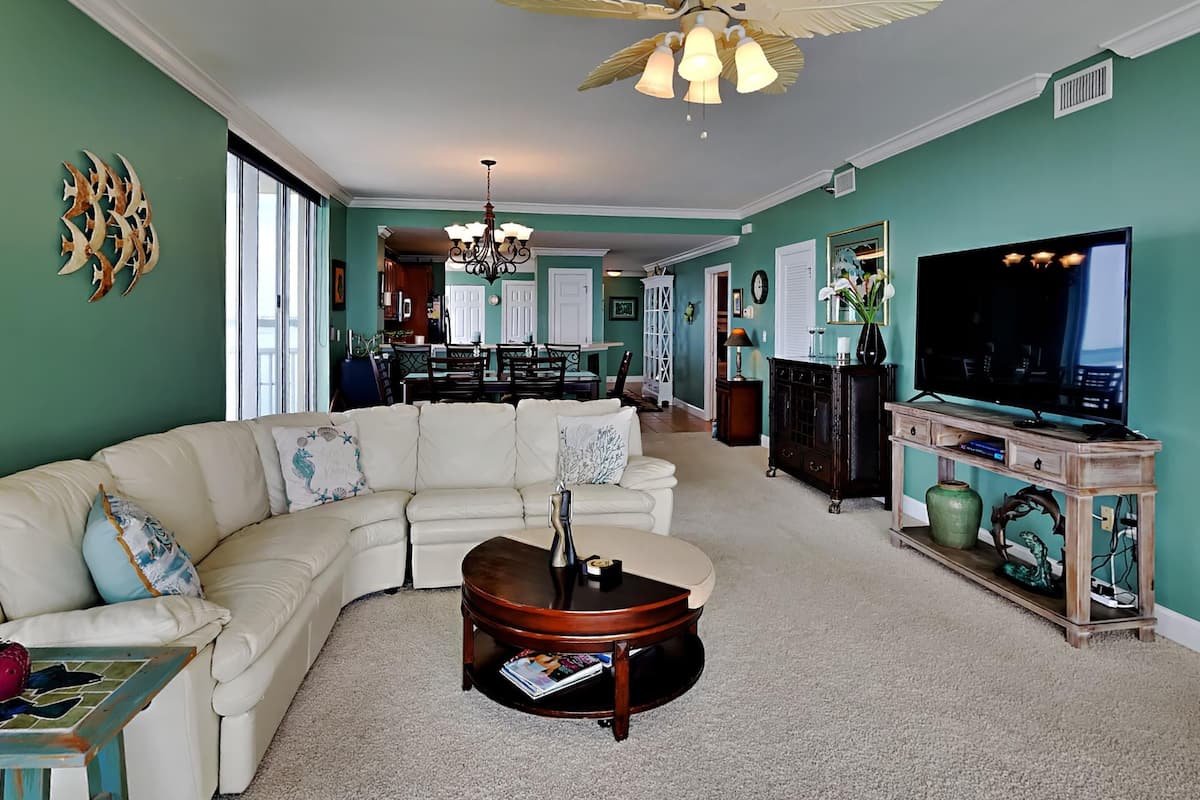 Condo, Multiple Beds, Balcony, Ocean View (#1450 - No Pets) | Living area | Flat-screen TV