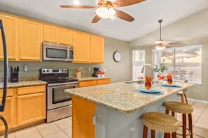 Fridge, microwave, oven, stovetop - Relaxing Chandler Pool Escape with Game Room and Office! Discount! (Chandler)