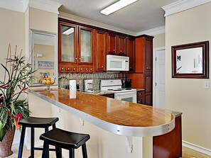 Condo, Multiple Beds, Kitchen, Garden View (#104 - No Pets) | Private kitchen | Fridge, microwave, oven, stovetop - Emerald Waters by Southern Vacation Rentals (Miramar Beach)